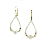 Sunkissed Pink Opal Pearl Loop Earrings Gold featuring pink opal gemstones and freshwater pearls in premium gold vermeil over 925 sterling silver.