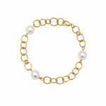 Australian South Sea pearl bracelet with three 12mm pearls on a heavy gold vermeil link chain