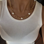 chunky gold chain necklace with pearls