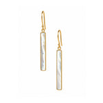 Sunset Slits mother of pearl drop earrings in gold vermeil with 2.5cm iridescent shell panels