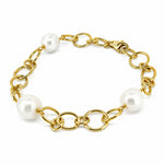 Sunset Beach Pearl Bracelet Gold crafted with genuine freshwater pearls and premium gold vermeil chain links in a coastal-inspired Australian jewellery design.