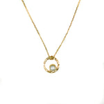 “Sunset Swirls gold vermeil necklace with freshwater pearl designed in Broome Western Australia”