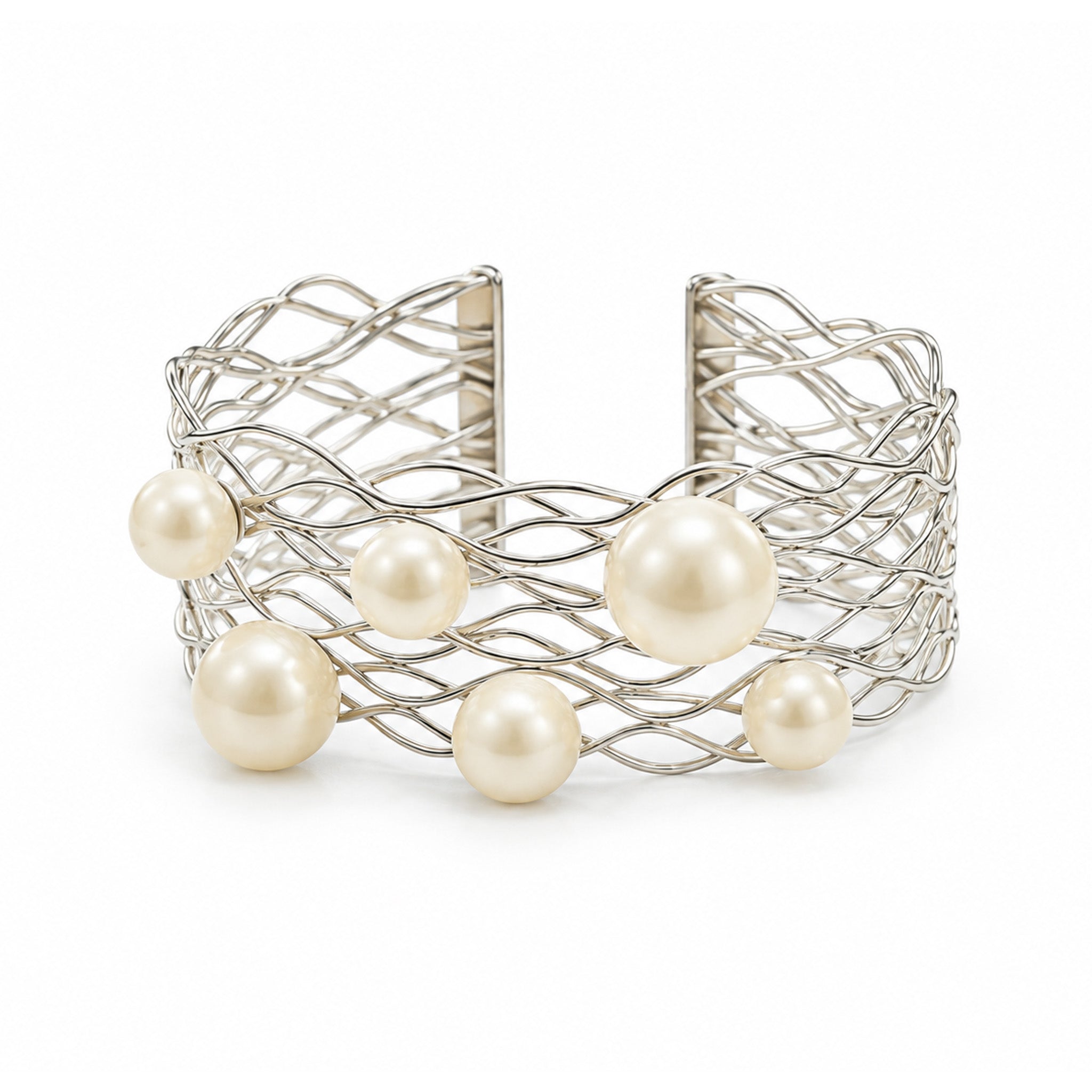 sterling silver cuff with pearls