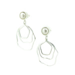 Silver earrings with pearl and silver tidal shaped 