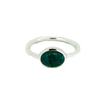 dainty oval turquoise ring in silver