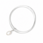 sterling silver bangle with pearl charm