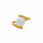 gold band ring with a freshwater pearl designed like a whirlpool effect with bands of gold each side designed in broome by Lush Designs jewellery