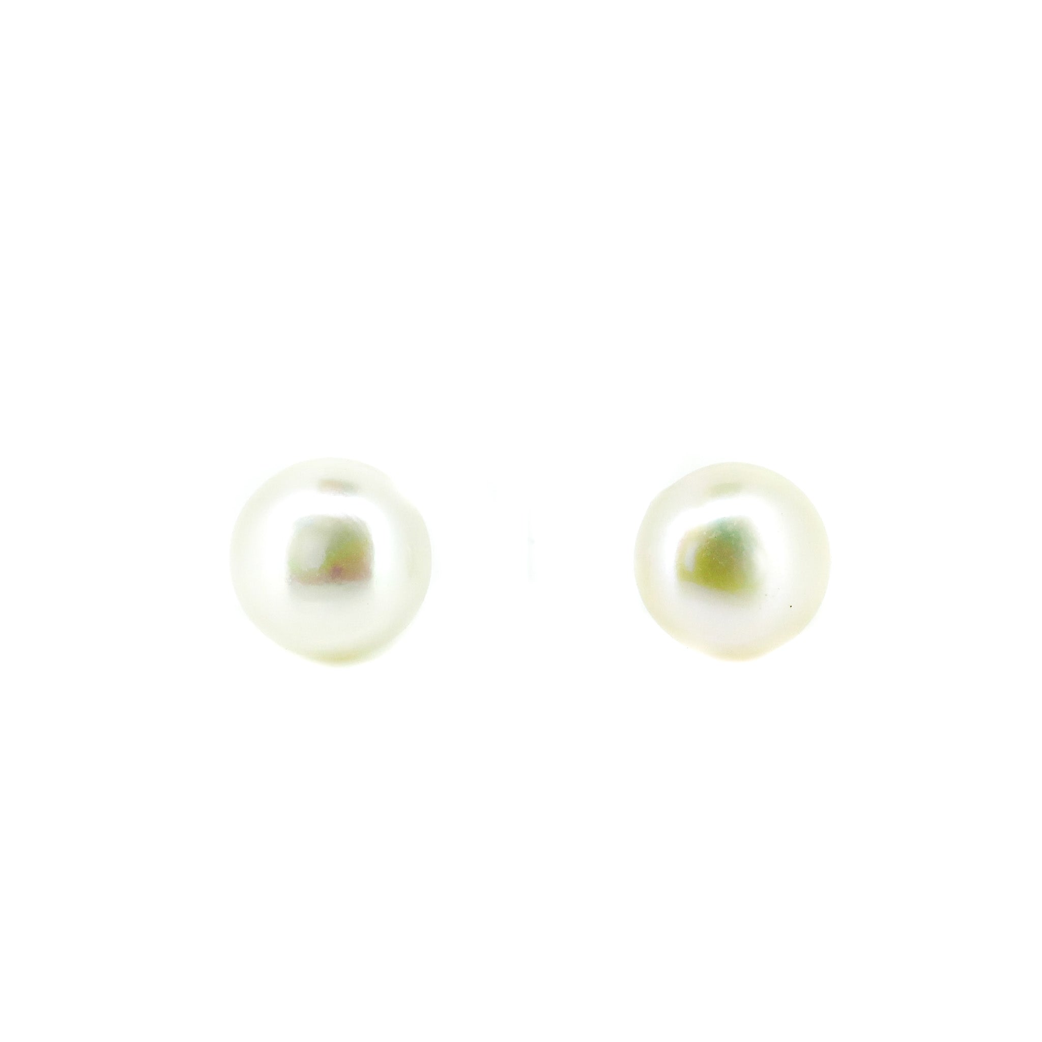 10mm white pearl studs in sterling silver 