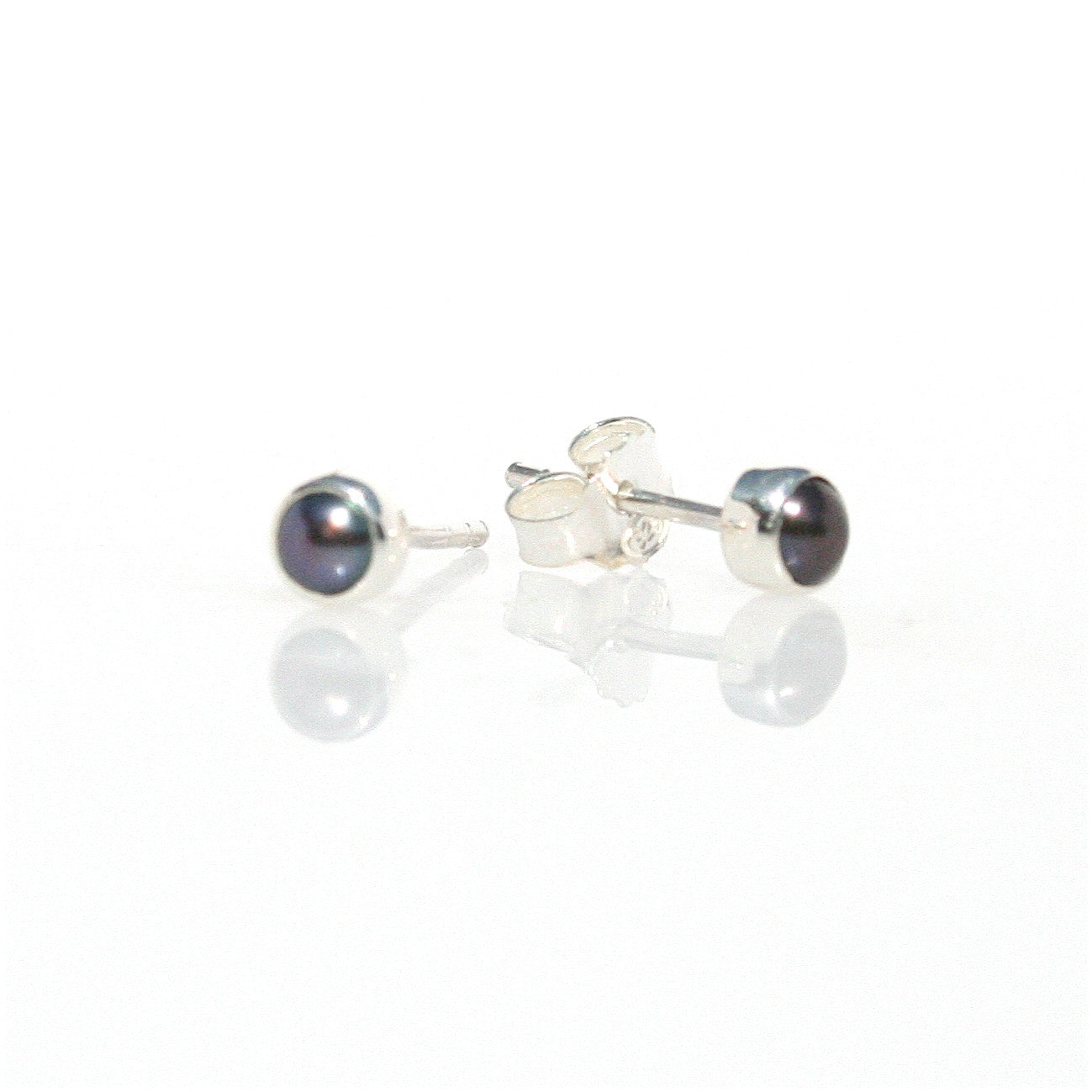 black pearl bezel set studs