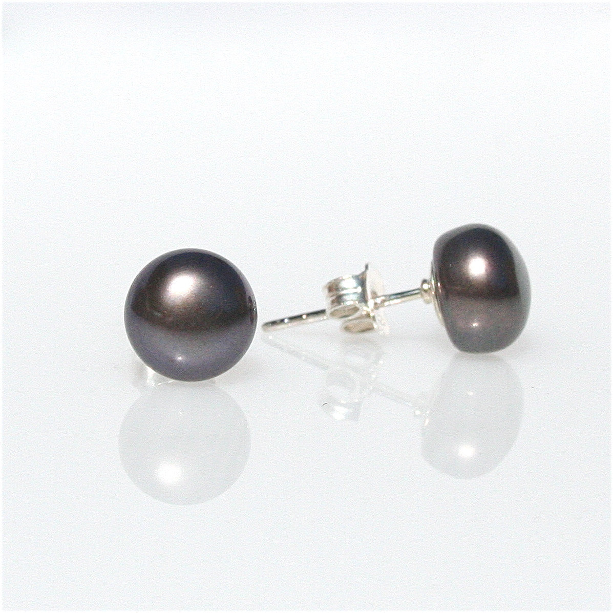 black pearl studs silver
