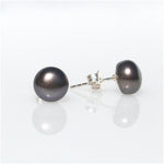 black pearl studs silver