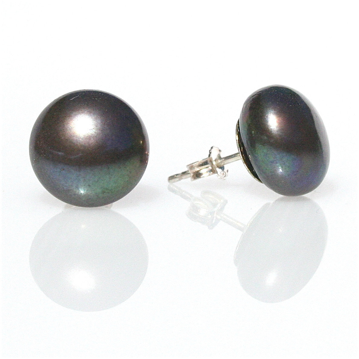 black pearl studs sterling silver 