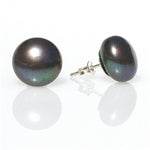 black pearl studs sterling silver 