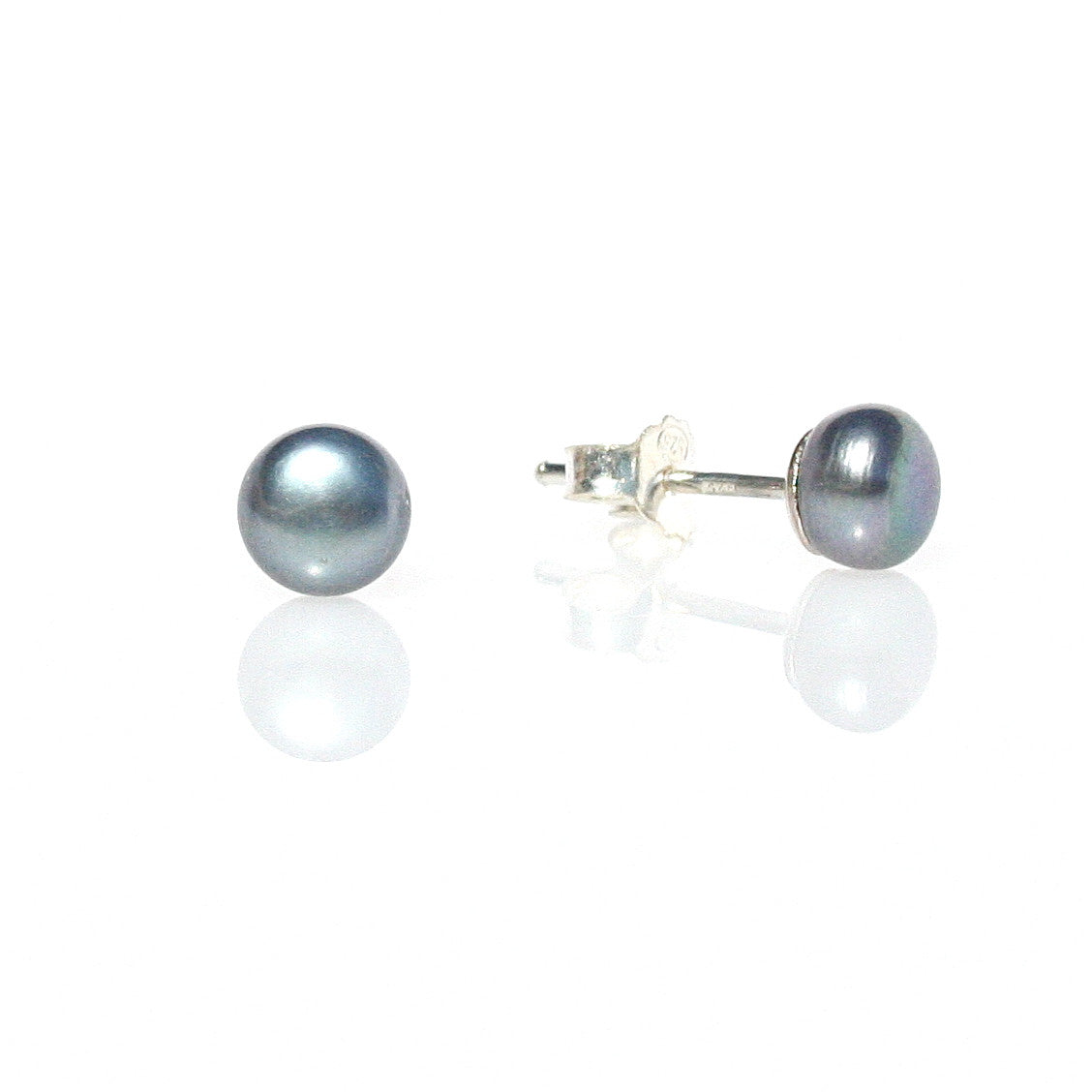 black pearl studs silver 