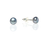 black pearl studs silver 