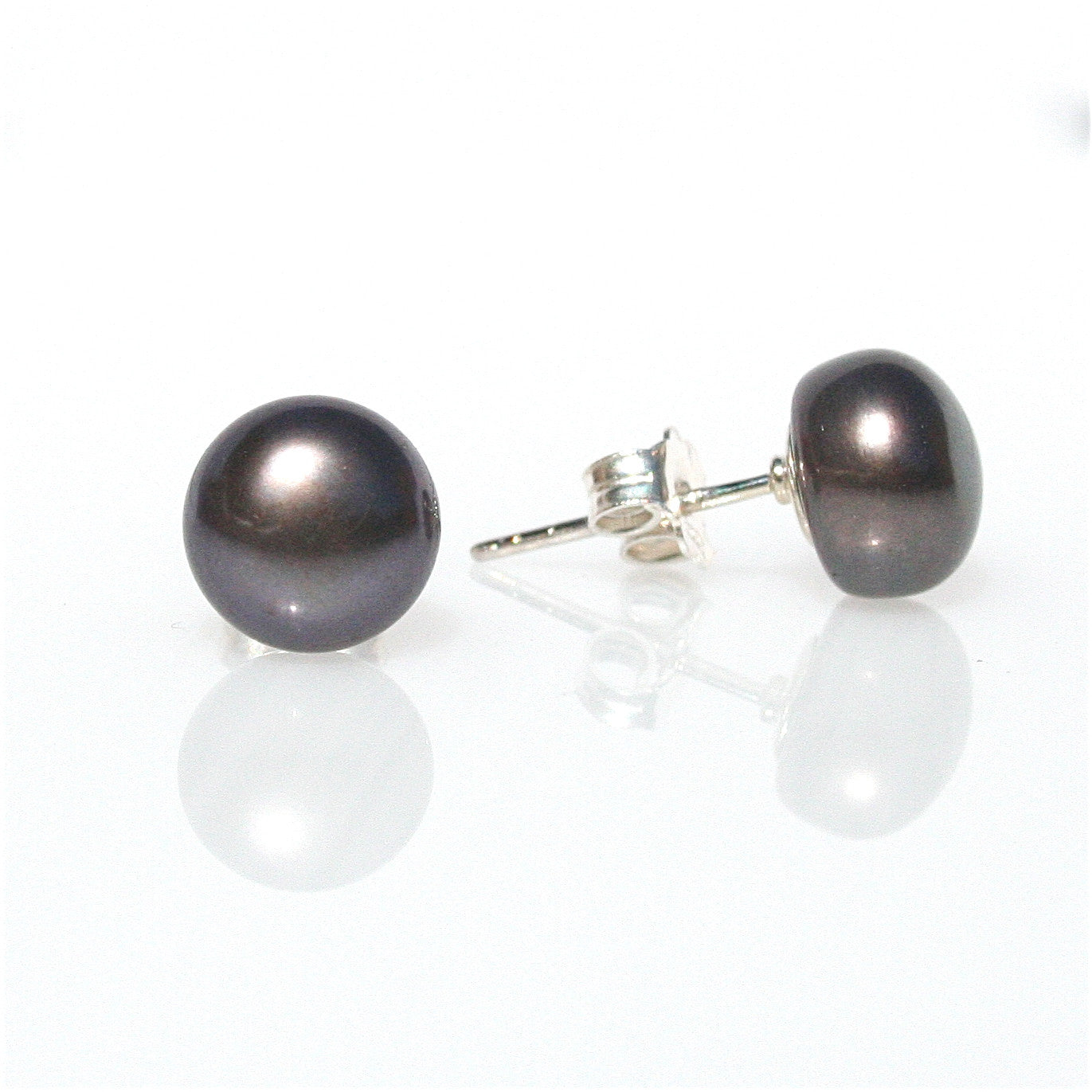 black pearl studs silver 