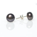 black pearl studs silver 