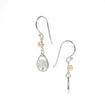 Boab Pearl dew drop earrings in 925 sterling silver with freshwater pearl designed in Broome Western Australia