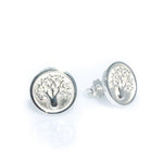 Boab Tree solid stud earrings in 925 sterling silver with raised tree detail designed in Broome Western Australia