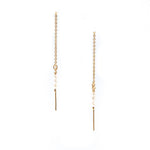 Rice Pearl Threads Gold featuring genuine freshwater rice pearls suspended on fine gold vermeil thread earrings over 925 sterling silver.