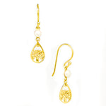 “Gold vermeil boab pearl dew drop earrings with freshwater pearls designed in Broome Western Australia”