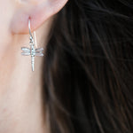 dragonfly silver hook earrings 