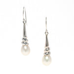 pearl silver hook earrings