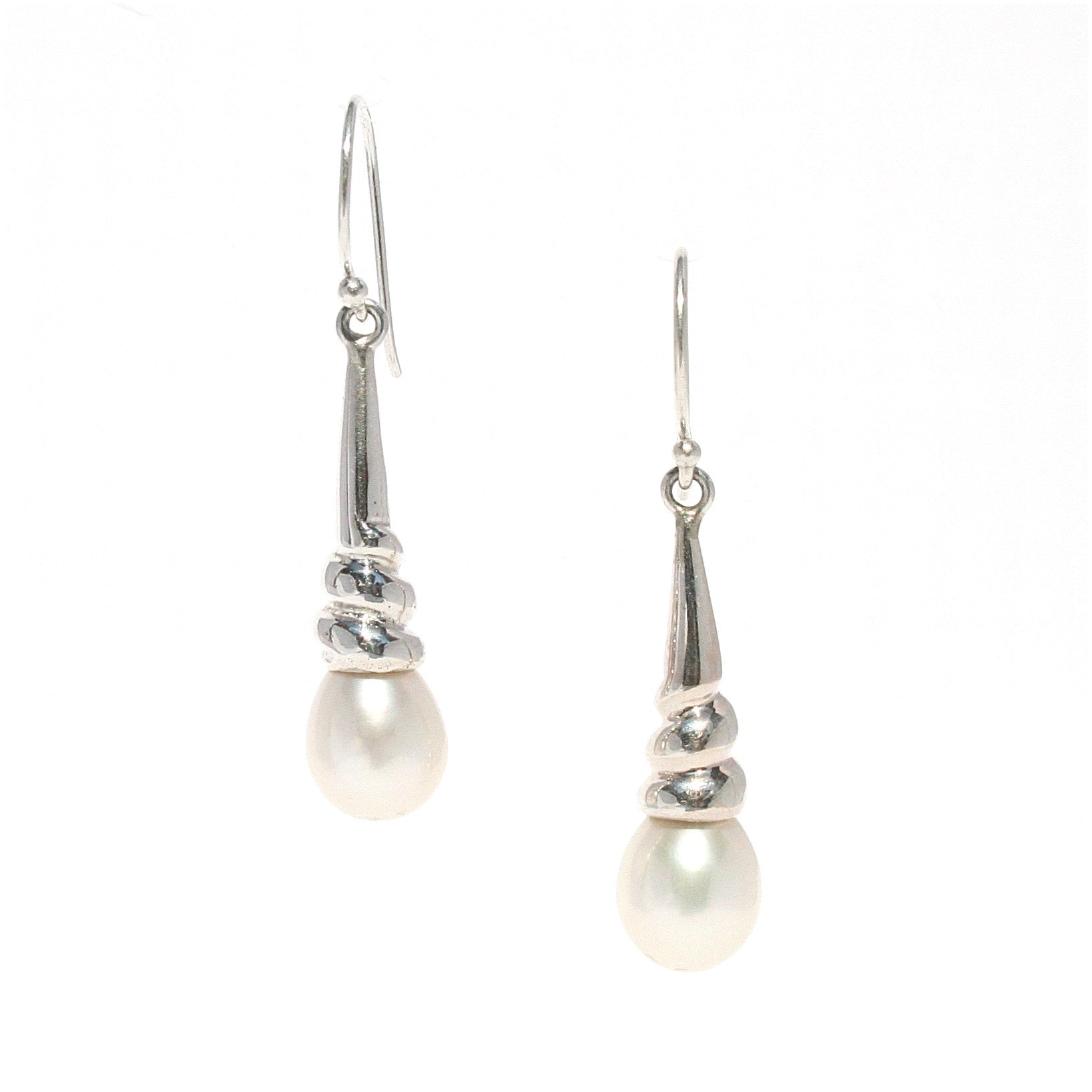 pearl silver hook earrings