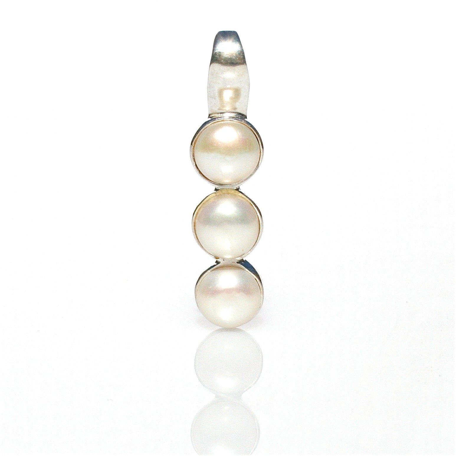Pearl Stack Pendant in 925 sterling silver featuring genuine freshwater pearls in a layered arrangement