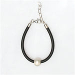 NEOPRENE & PEARL CHILDRENS BRACELET WITH STERLING SILVER LOBSTER CLASP