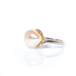 keshi pearl ring on a sterling silver band 