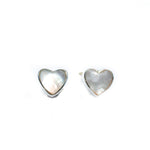 mother of pearl silver heart shaped studs 