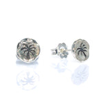 palm tree studs in oxide silver 