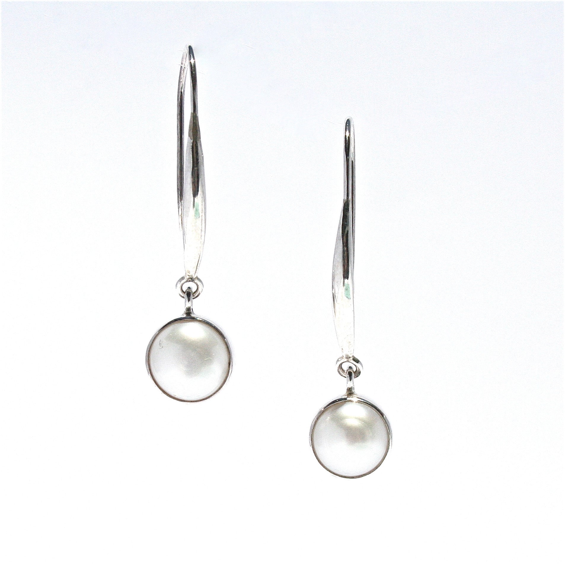 mabe pearl hook earrings silver