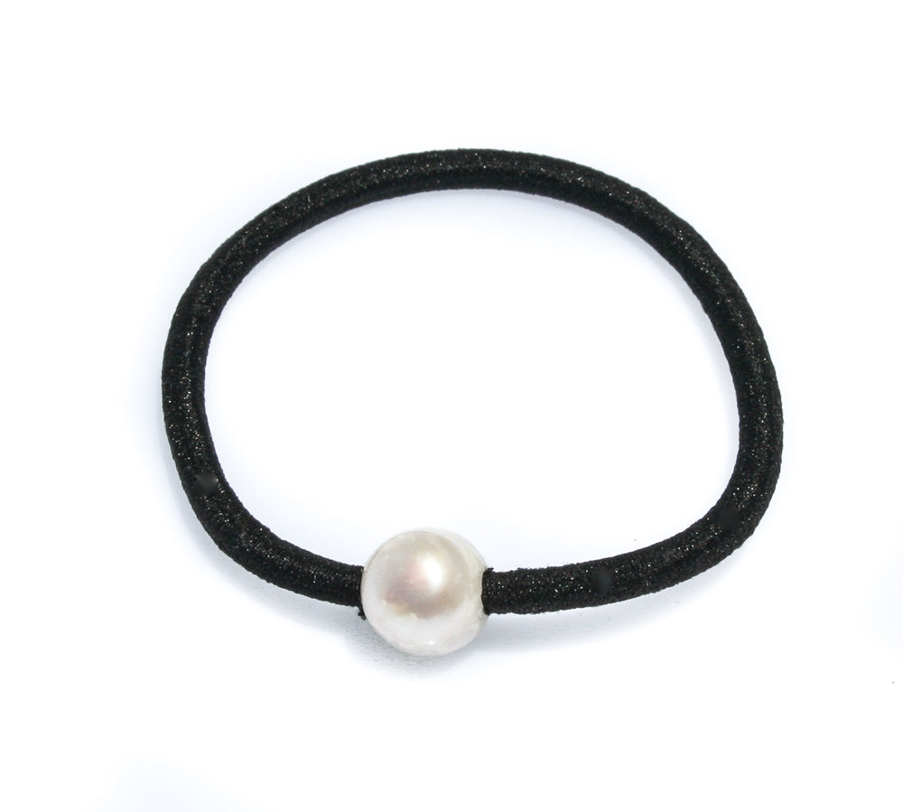 stretch pearl bracelet black with freshwater pearl 