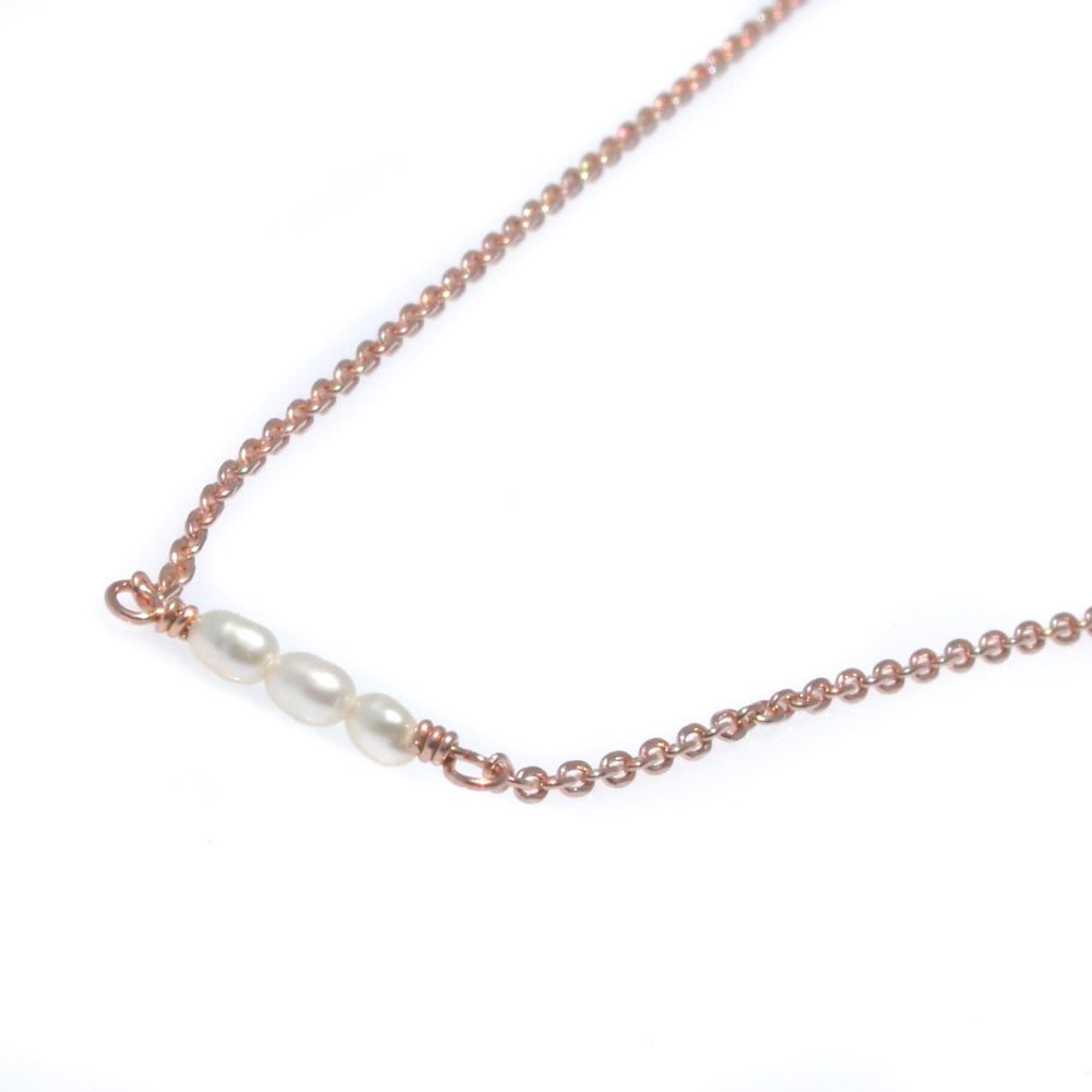 Rose Gold Pearl Coast Necklace with freshwater pearls in rose gold vermeil