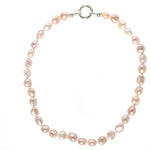 Pink Keshi Pearl Silk Knot Necklace featuring genuine 10–11mm pink Keshi pearls hand-knotted on silk, designed in Broome Western Australia.