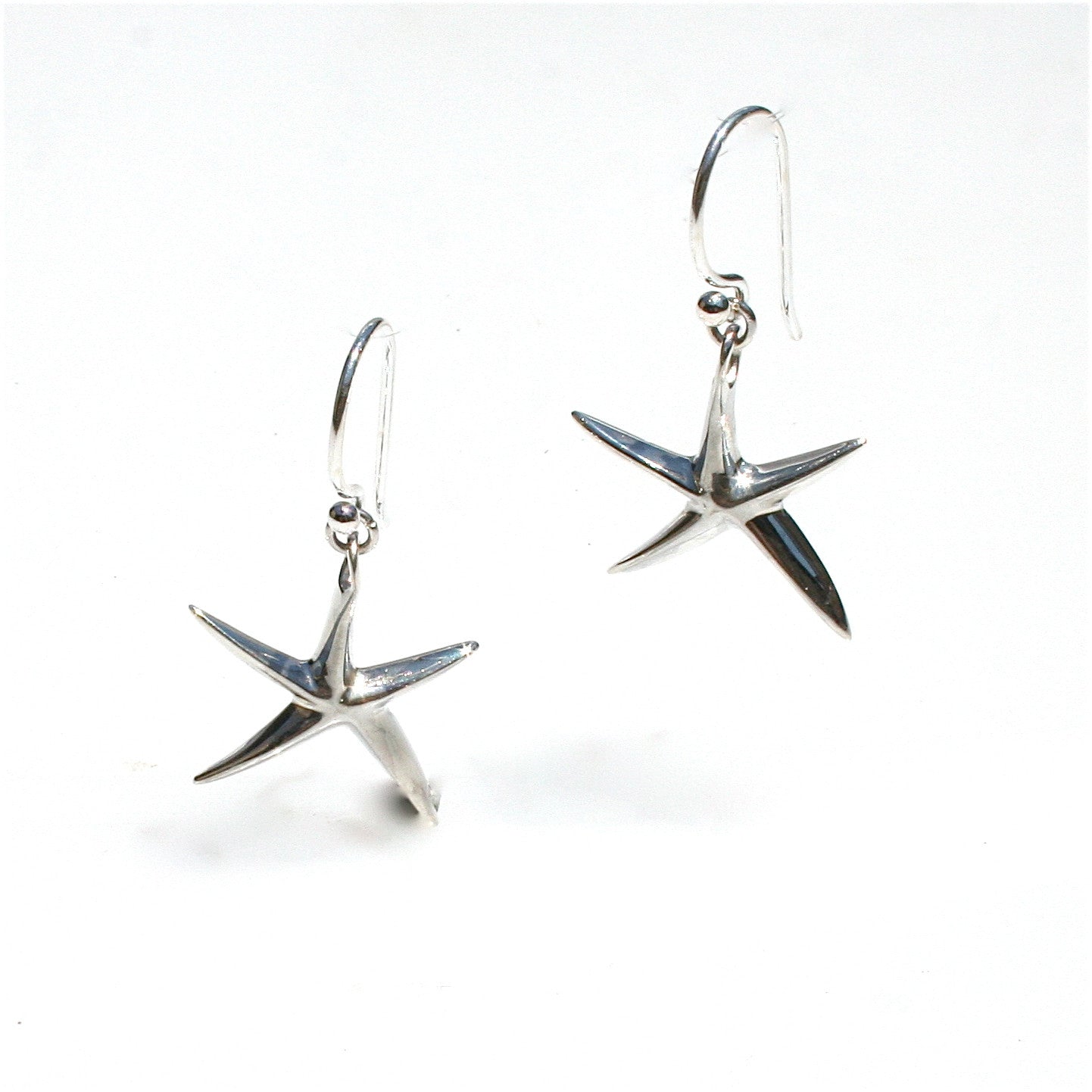 Sterling silver starfish hook earrings 