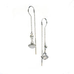 Shell pearl thread earrings in sterling silver with freshwater pearls