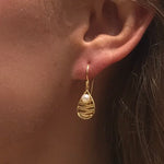 Staircase to the moon inspired earrings gold with dainty pearl accent 