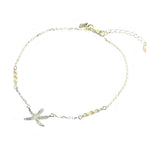 beachy silver starfish anklet