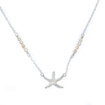 silver starfish necklace with pearls