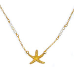 “Starfish rice pearl gold vermeil necklace designed in Broome Western Australia”