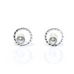 sunset swirls pearl stud earrings sterling silver textured circle freshwater pearl coastal jewellery australia