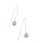 thread pearl earrings pink