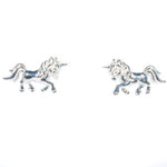 A pair of sterling silver unicorn stud earrings 