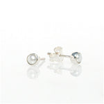 white pearl 4mm bezel studs silver 