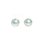 bezel set 8mm white pearl studs in sterling silver 