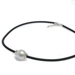 “Australian South Sea pearl neoprene necklace with sterling silver fittings designed in Broome Western Australia”