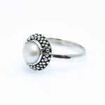Vintage inspired pearl silver ring